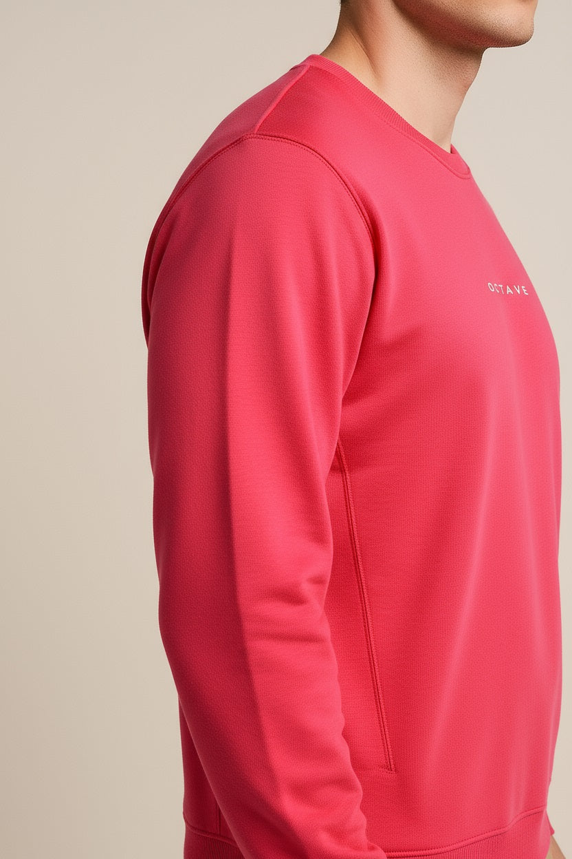 Octave Men Brick Solid Round Neck Sweatshirt