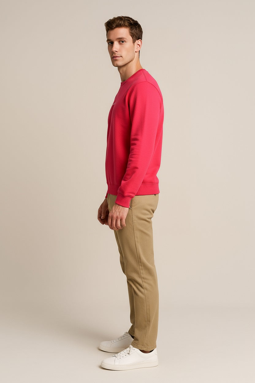 Octave Men Brick Solid Round Neck Sweatshirt