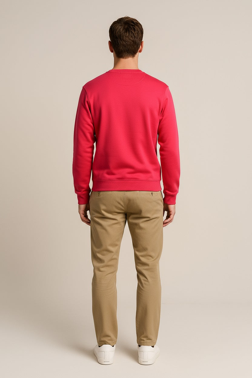 Octave Men Brick Solid Round Neck Sweatshirt