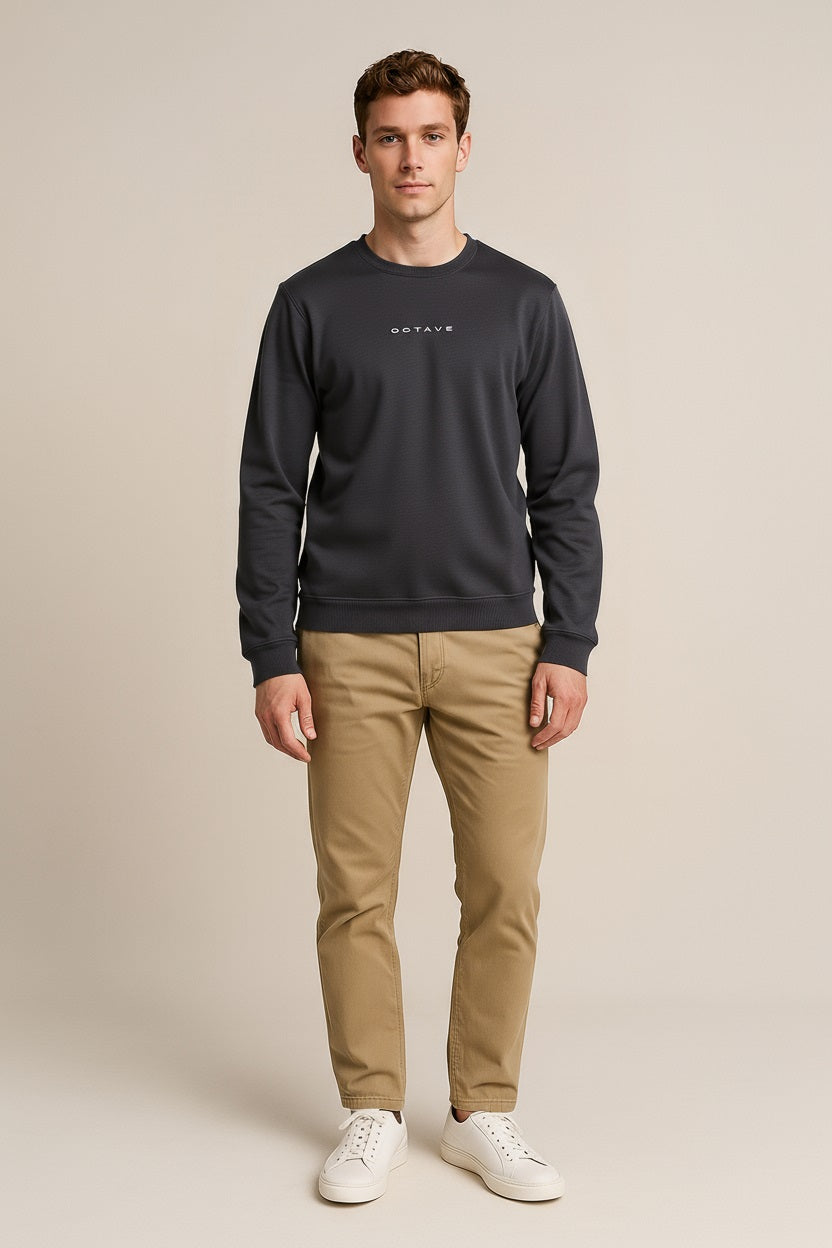 Octave Men Solid Round Neck Sweatshirt