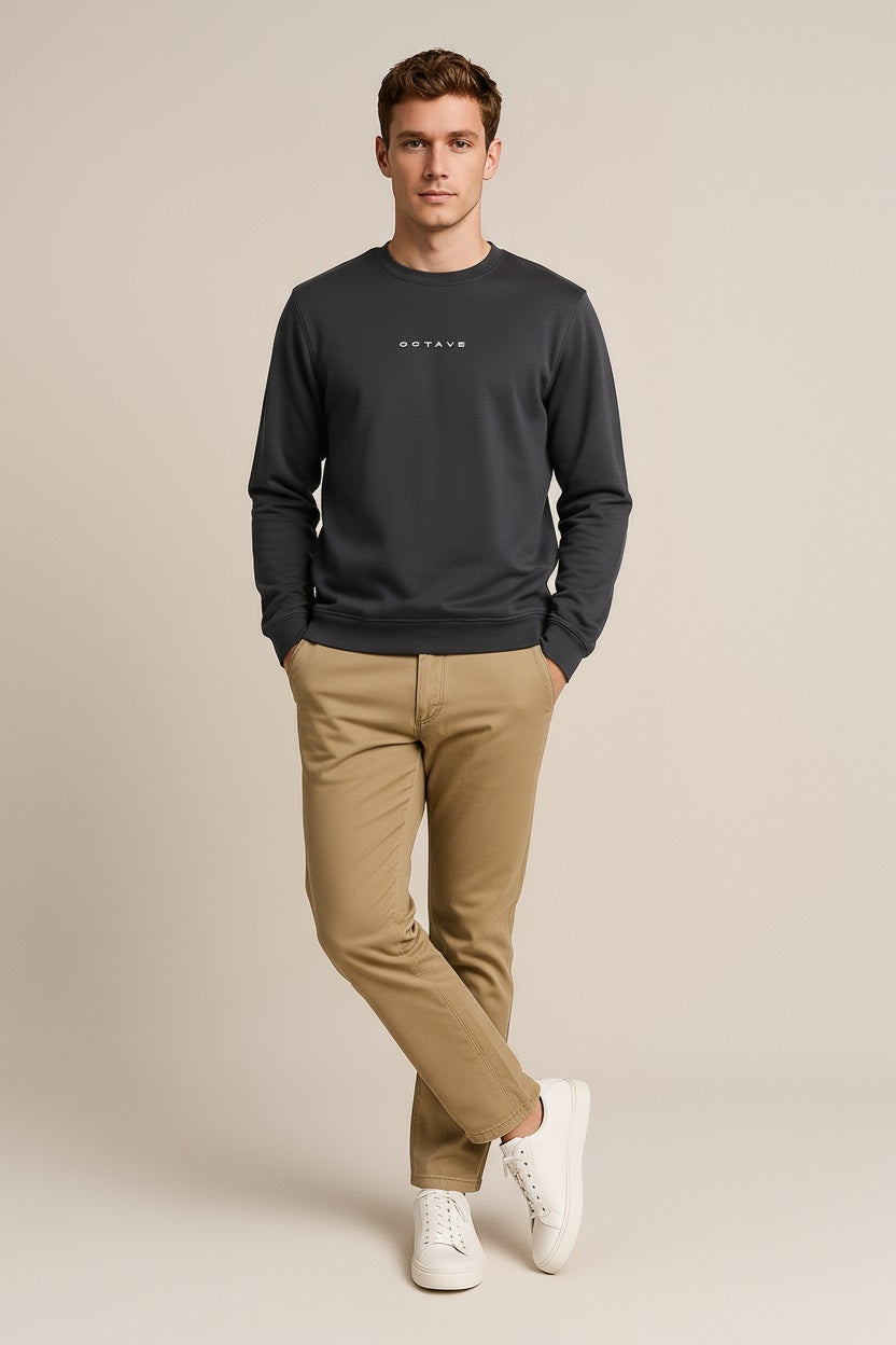 Octave Men Solid Round Neck Sweatshirt