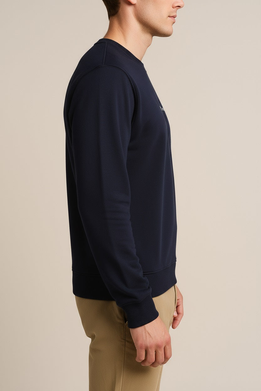 Octave Men Dark Navy Solid Round Neck Sweatshirt