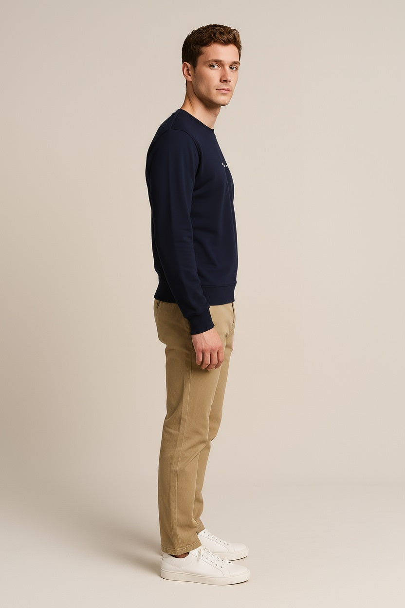 Octave Men Dark Navy Solid Round Neck Sweatshirt