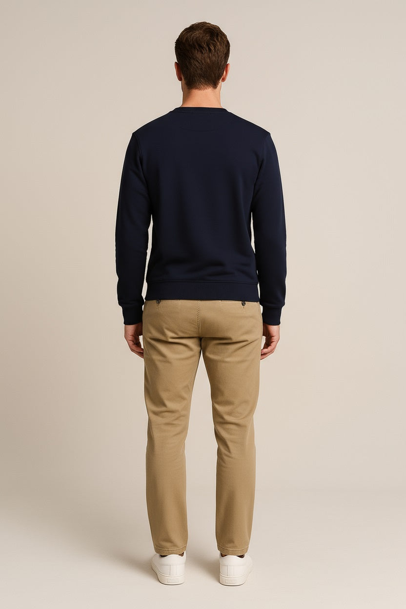 Octave Men Dark Navy Solid Round Neck Sweatshirt
