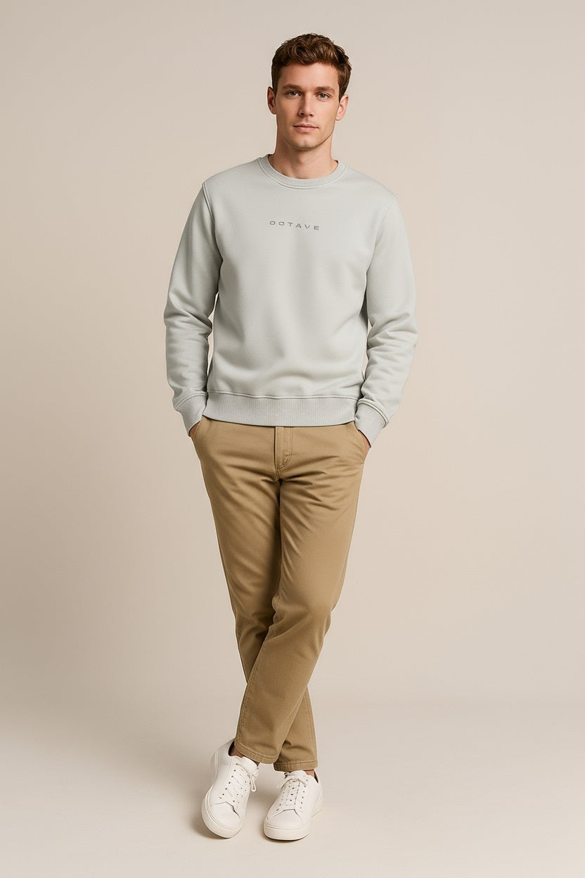 Octave Men Onyx Solid Round Neck Sweatshirt