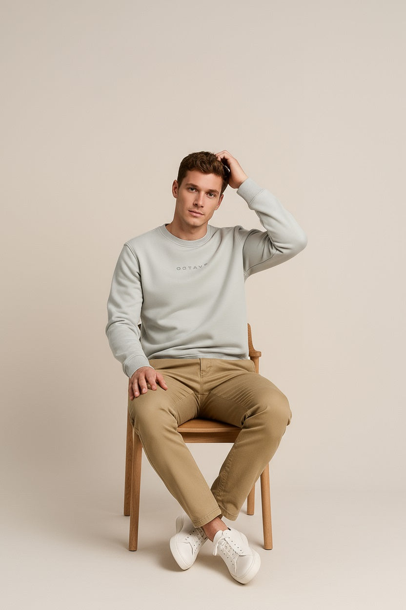 Octave Men Onyx Solid Round Neck Sweatshirt
