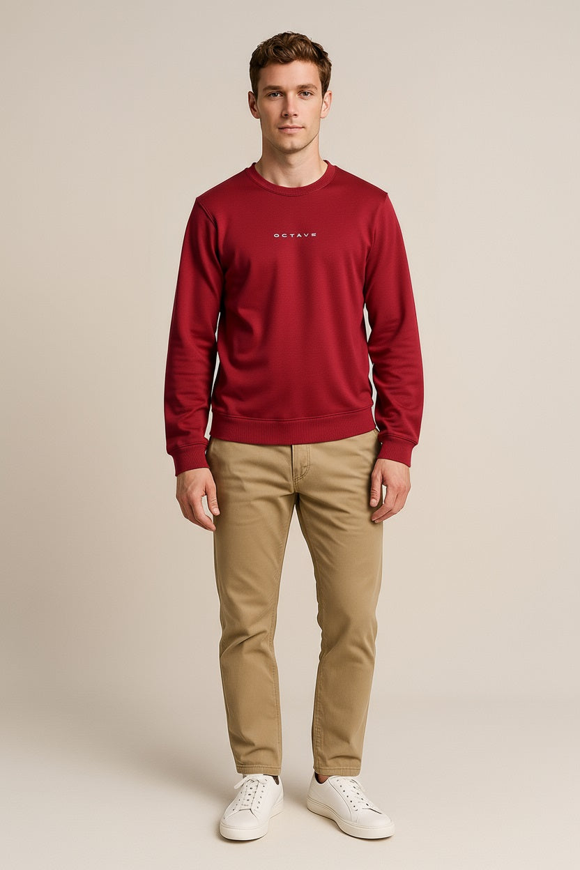 Octave Men Solid Round Neck Sweatshirt