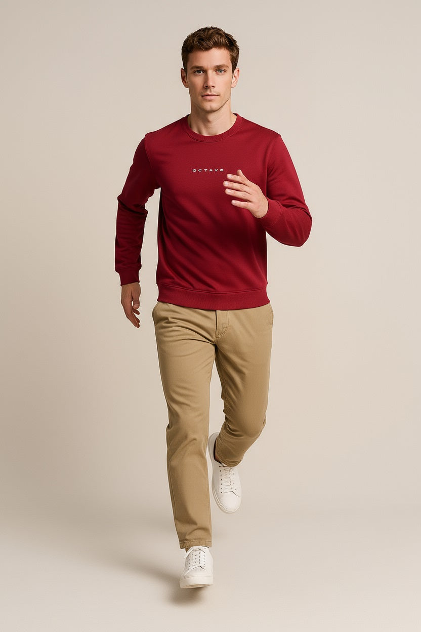 Octave Men Solid Round Neck Sweatshirt