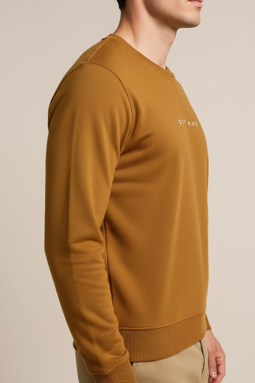 Octave Men Wheat Solid Round Neck Sweatshirt