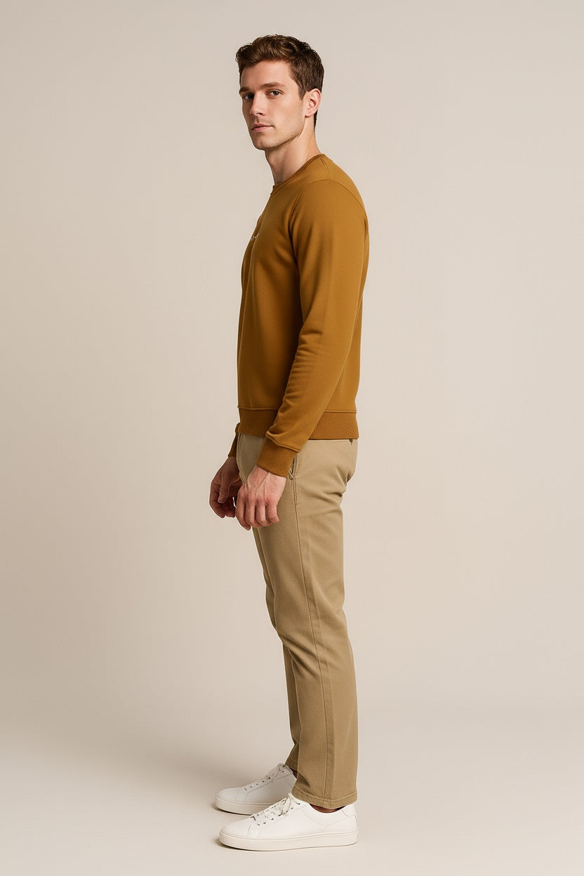 Octave Men Wheat Solid Round Neck Sweatshirt