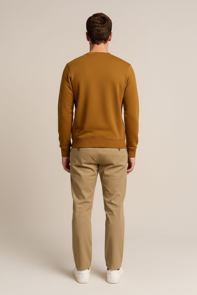Octave Men Wheat Solid Round Neck Sweatshirt