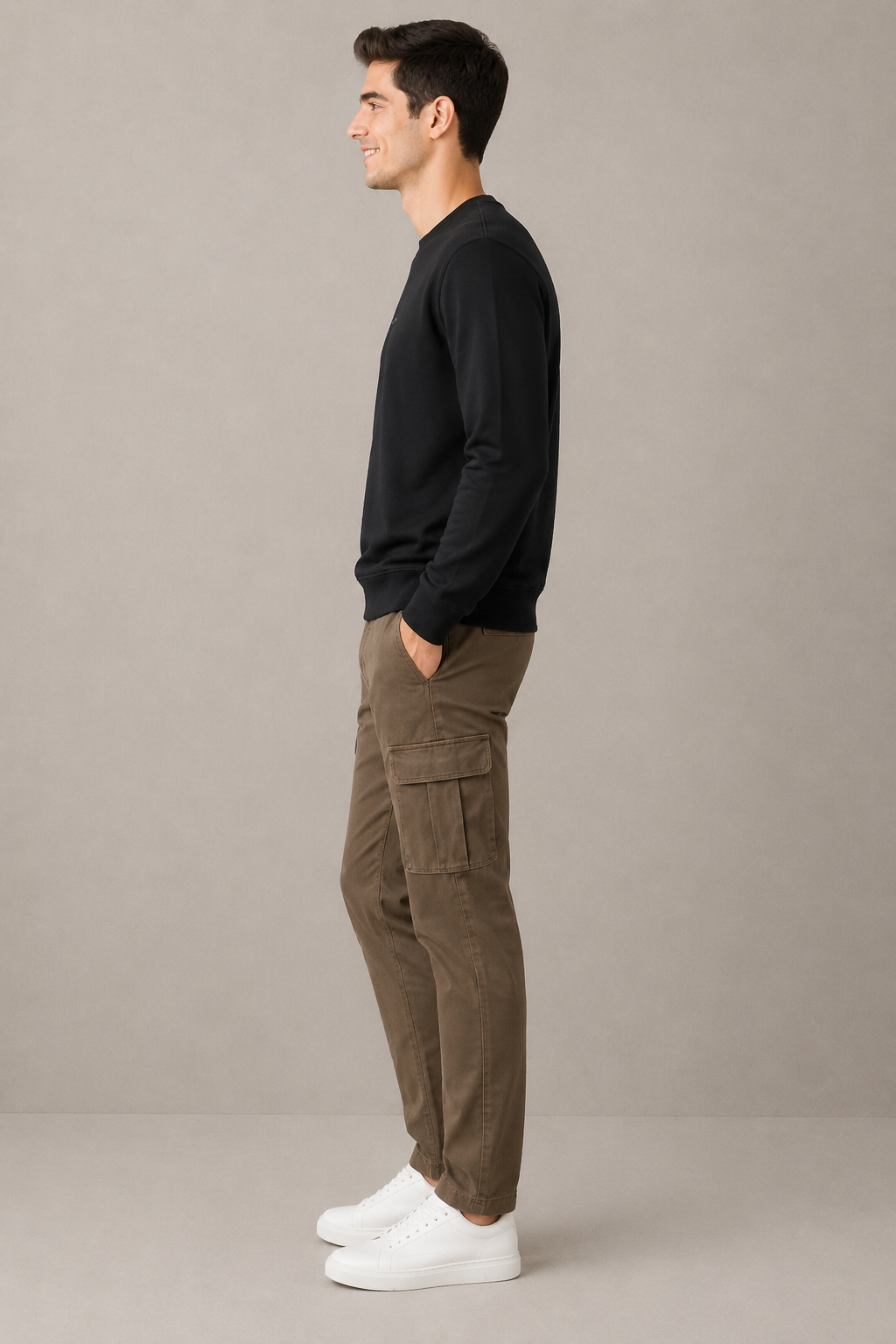 Men’s Black Cotton Fleece Full Sleeve Pre-Winter Sweatshirt