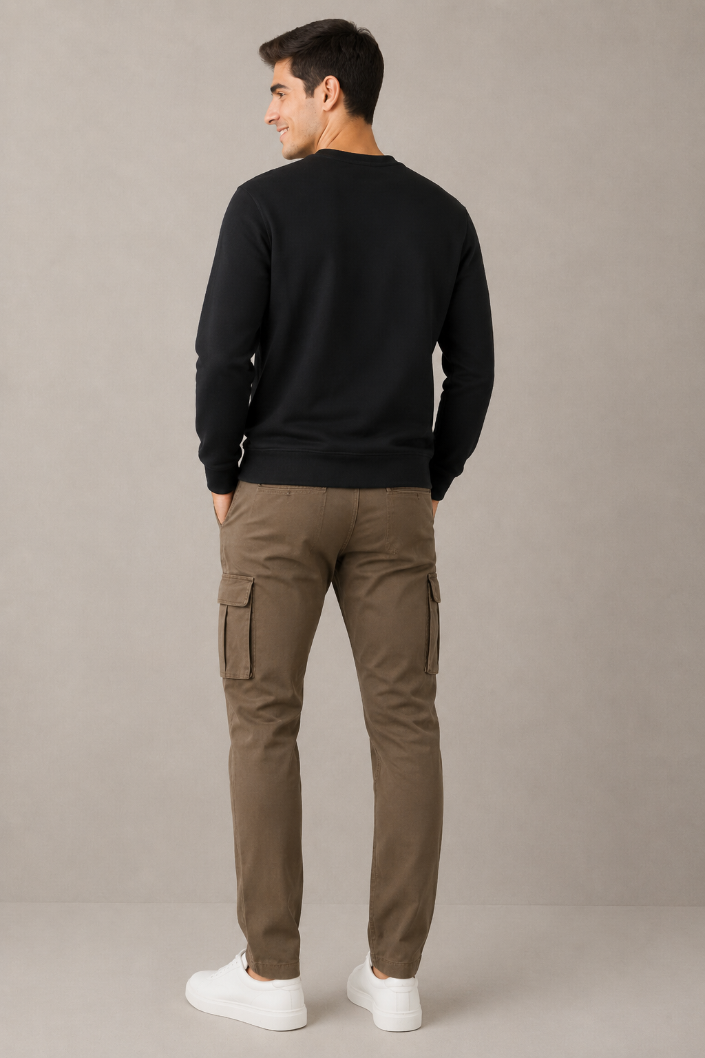 Men’s Black Cotton Fleece Full Sleeve Pre-Winter Sweatshirt