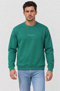 Men’s Premium Green Crew Neck Cotton Fleece Sweatshirt