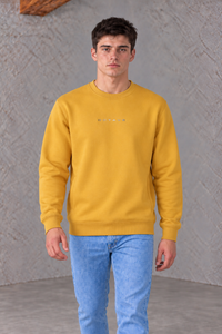 Men’s Premium Mustard Crew Neck Cotton Fleece Sweatshirt