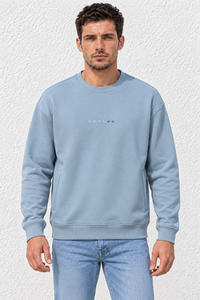 Men’s Premium Oxford Blue Crew Neck Cotton Fleece Sweatshirt