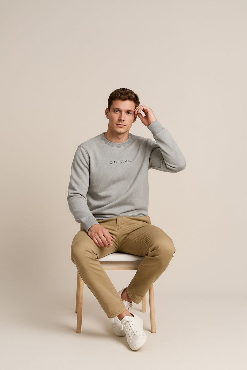 Octave Men Solid Round Neck Sweatshirt