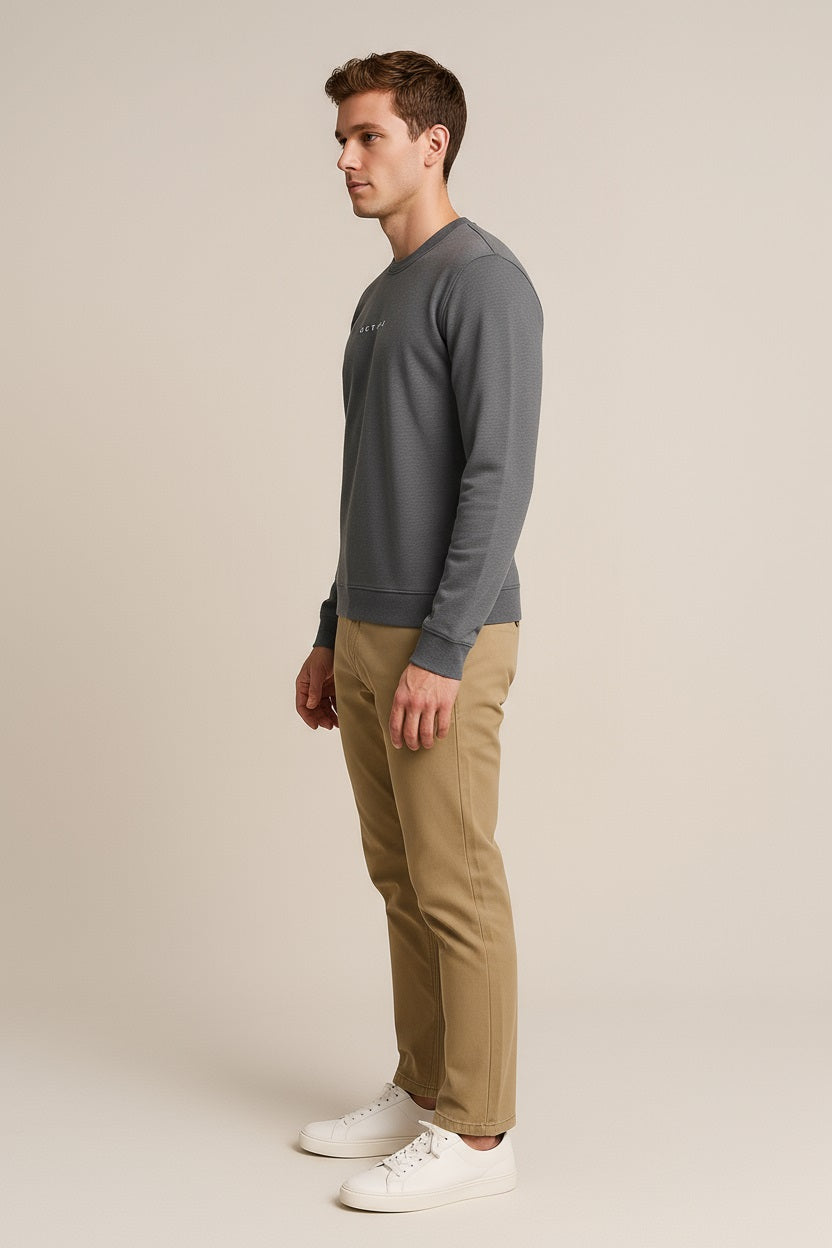 Octave Men Heather Solid Round Neck Sweatshirt