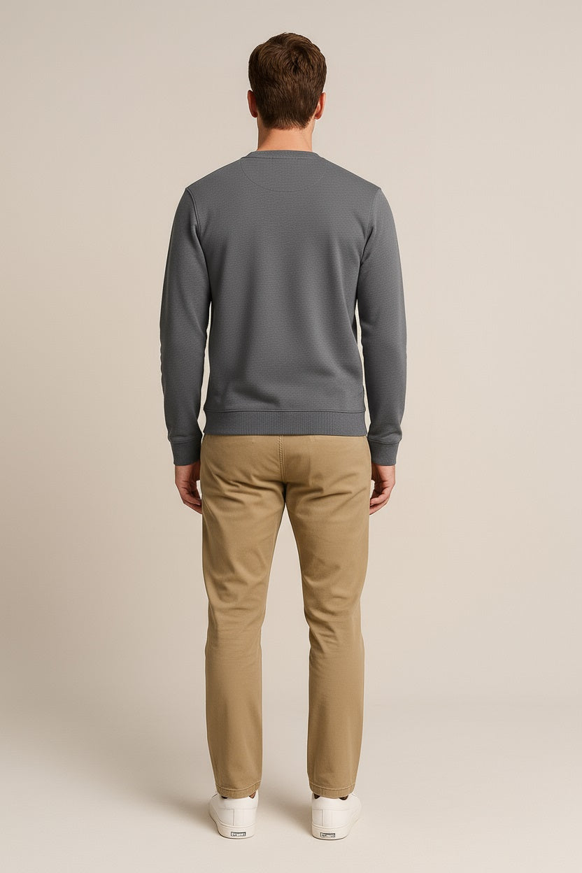 Octave Men Heather Solid Round Neck Sweatshirt