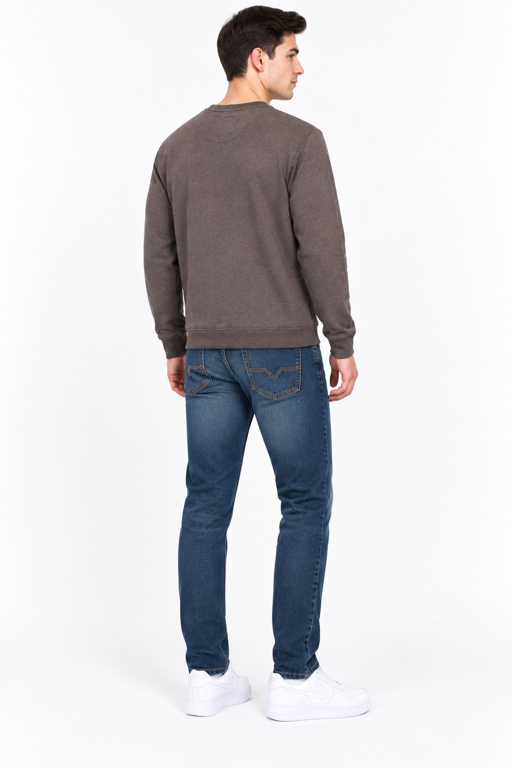 Men’s Coffee Melange Cotton Brushed Fleece Sweatshirt – Regular Fit