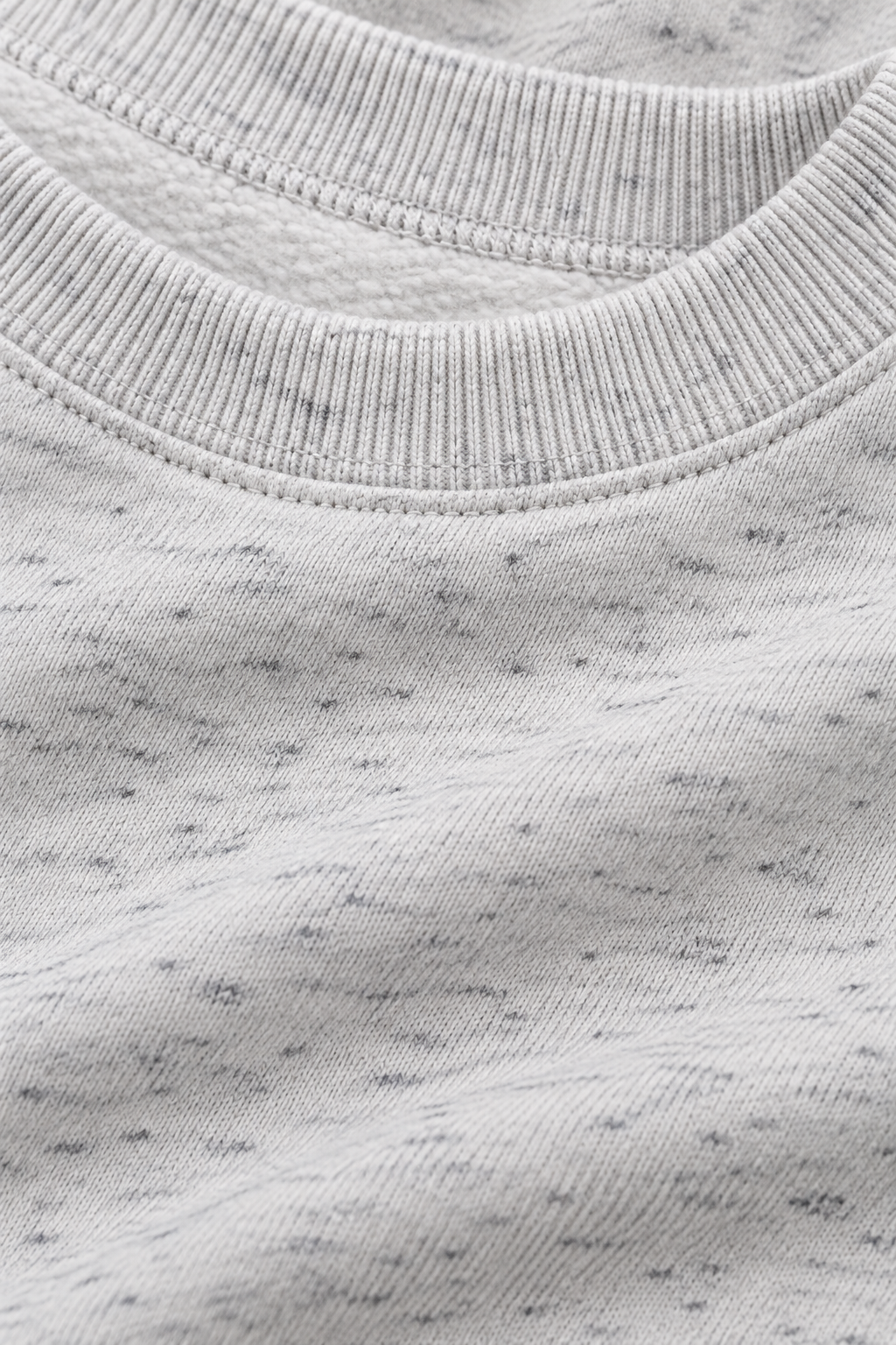 Men’s White Melange Cotton Brushed Fleece Sweatshirt – Regular Fit