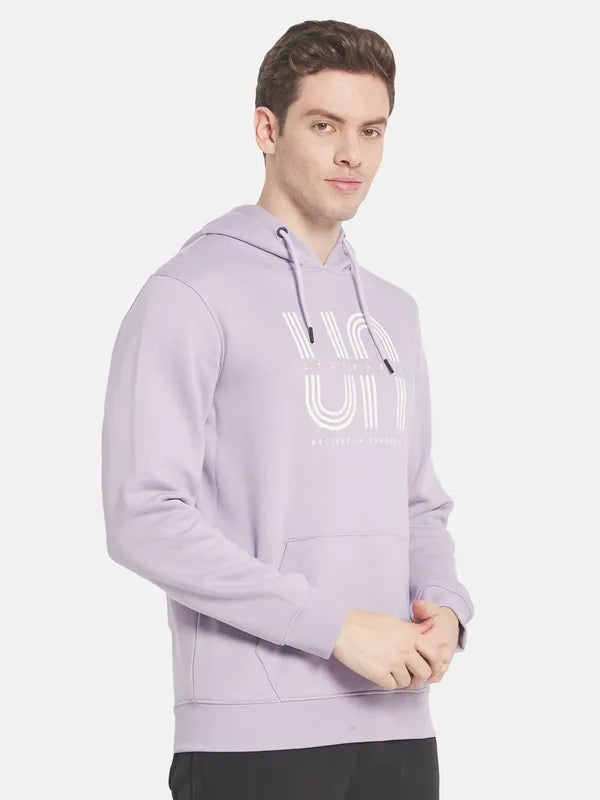 Men Purple Printed Hooded Sweatshirt