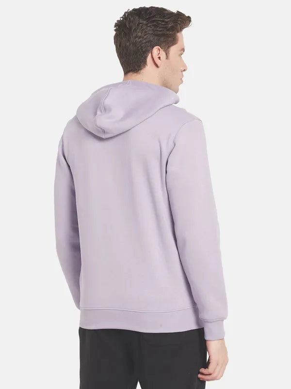 Men Purple Printed Hooded Sweatshirt