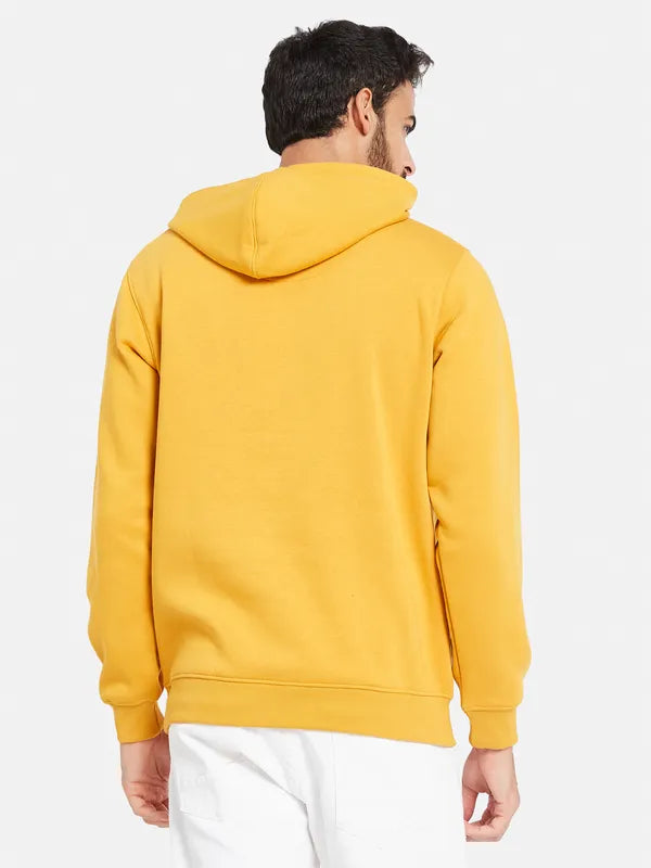 Octave Men Yellow Printed Hooded Sweatshirt