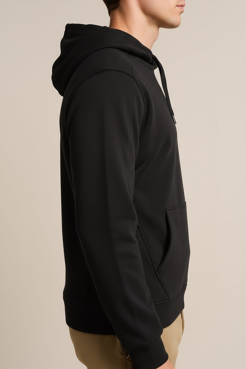 Octave Men Black Solid Hooded Sweatshirt