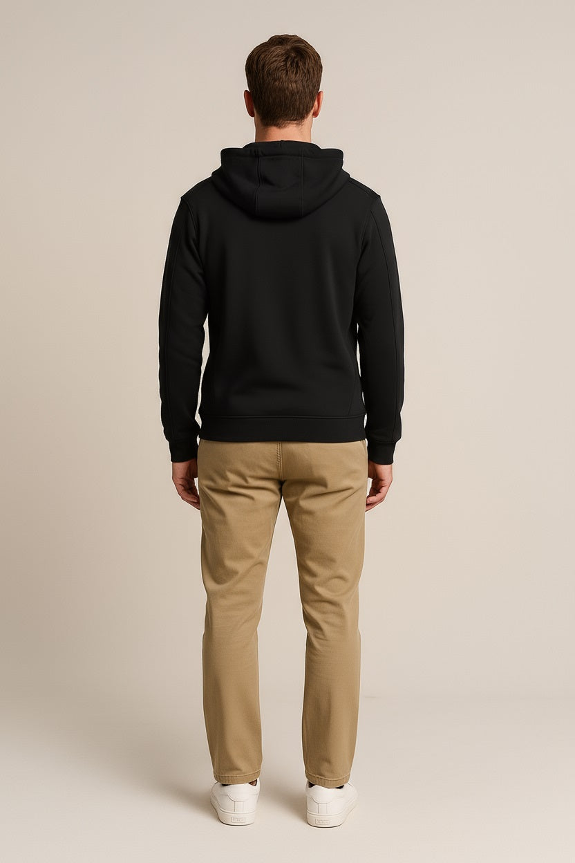 Octave Men Black Solid Hooded Sweatshirt