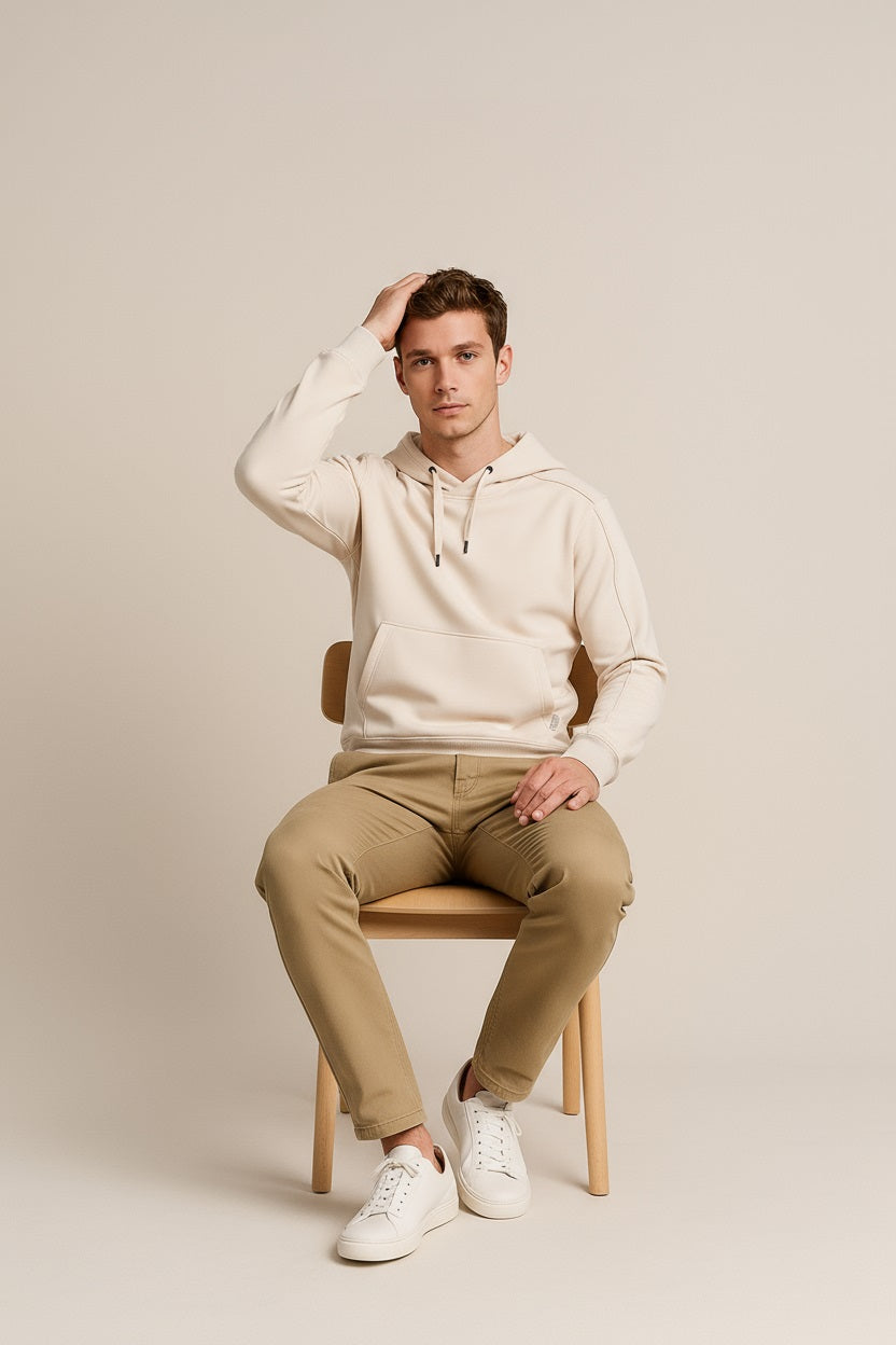 Octave Men Pristine Solid Hooded Sweatshirt