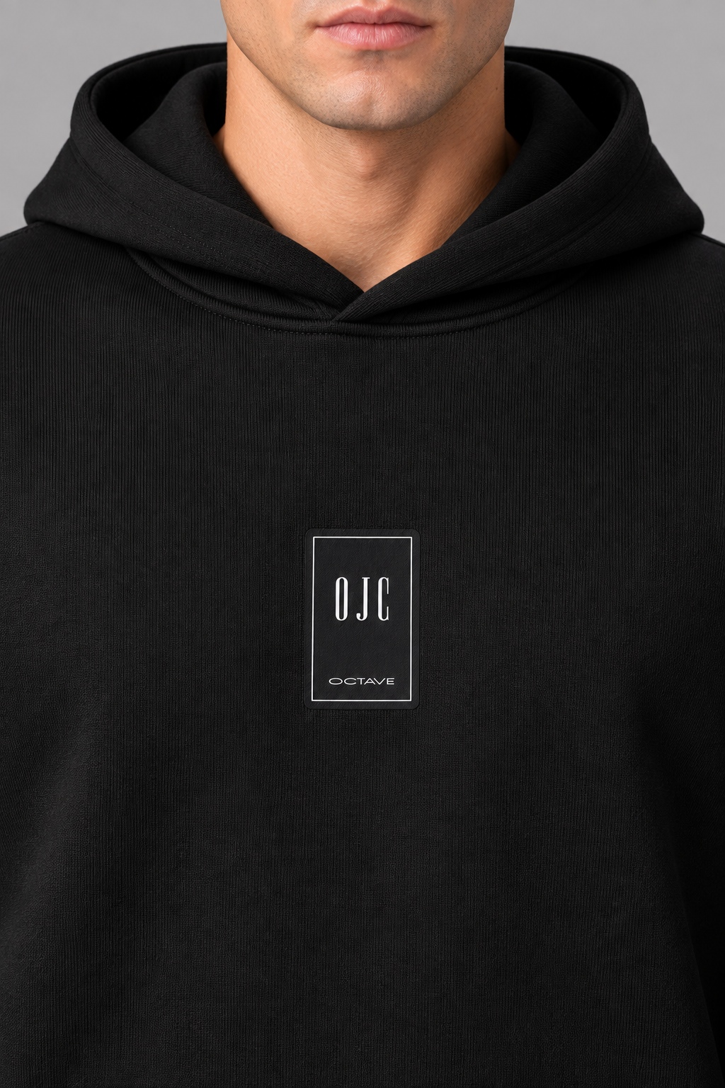 Men’s Black Cotton Brushed Fleece Hooded Sweatshirt – Regular Fit