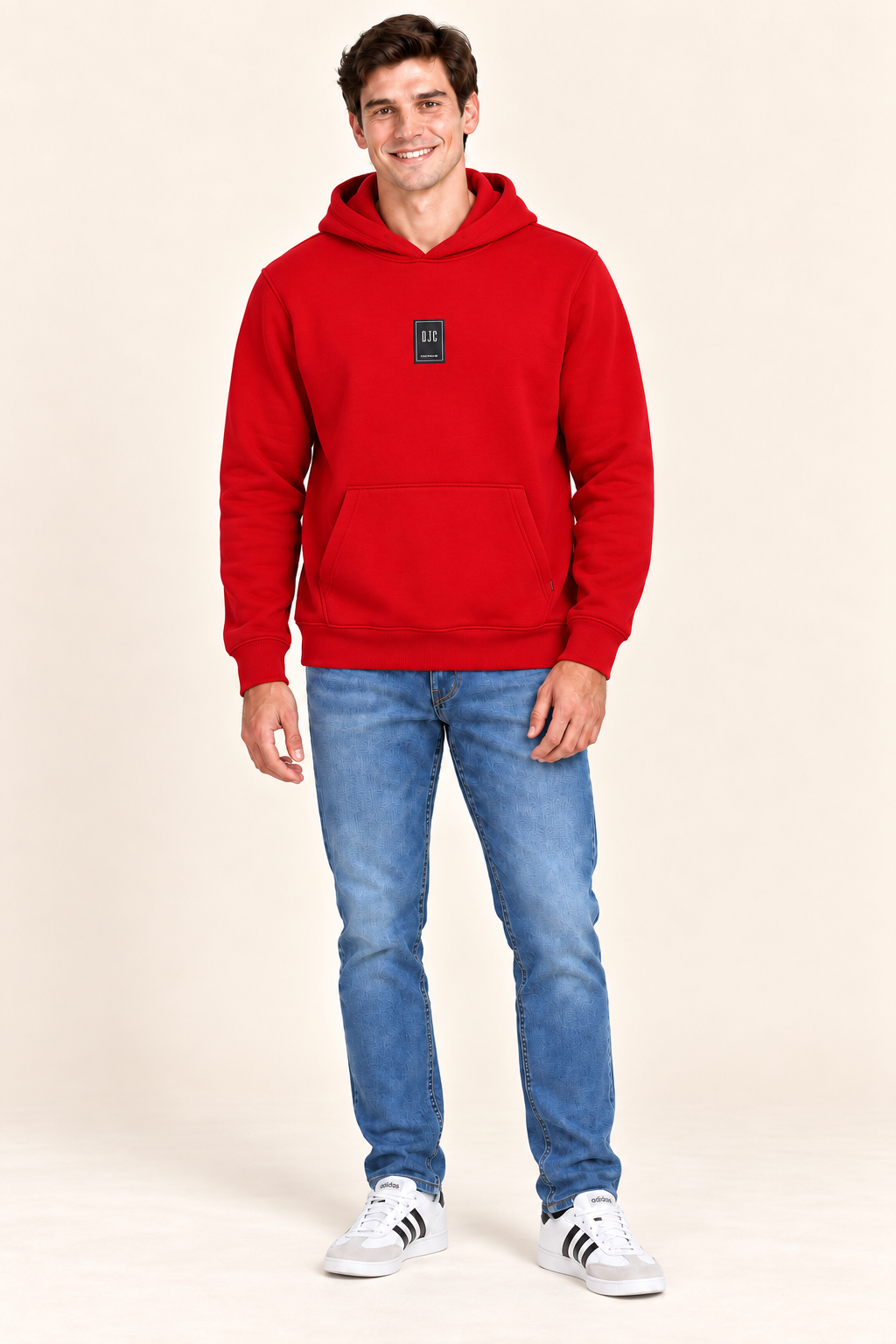 Men’s Brick Cotton Brushed Fleece Hooded Sweatshirt – Regular Fit