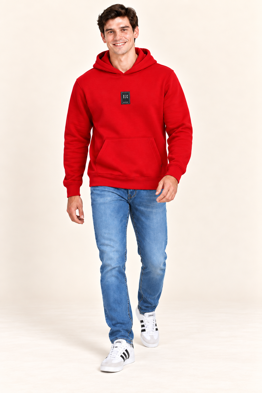 Men’s Brick Cotton Brushed Fleece Hooded Sweatshirt – Regular Fit