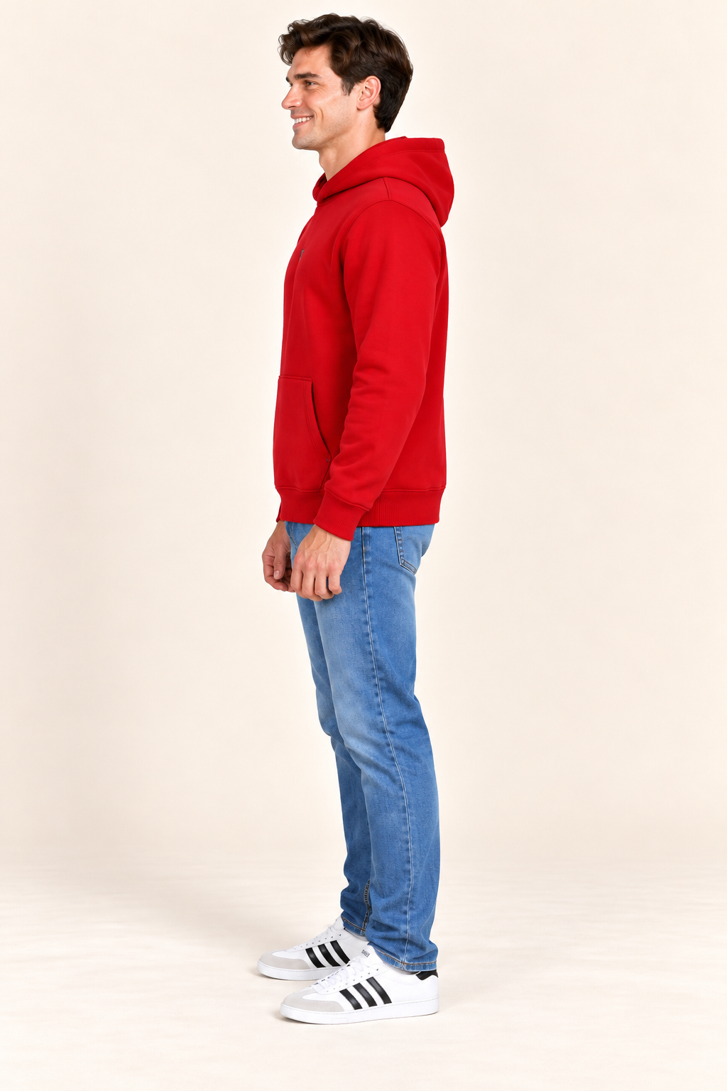 Men’s Brick Cotton Brushed Fleece Hooded Sweatshirt – Regular Fit