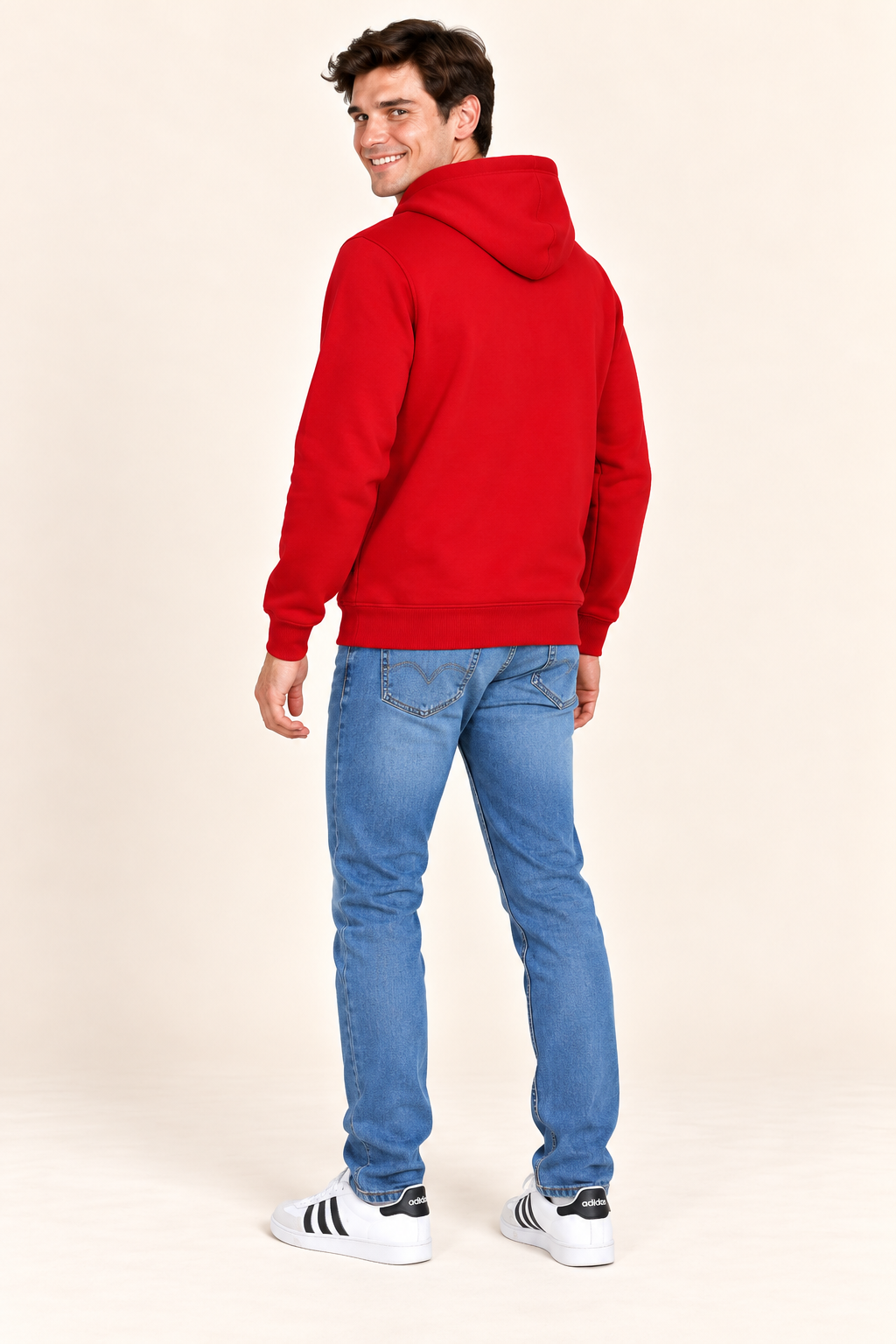 Men’s Brick Cotton Brushed Fleece Hooded Sweatshirt – Regular Fit