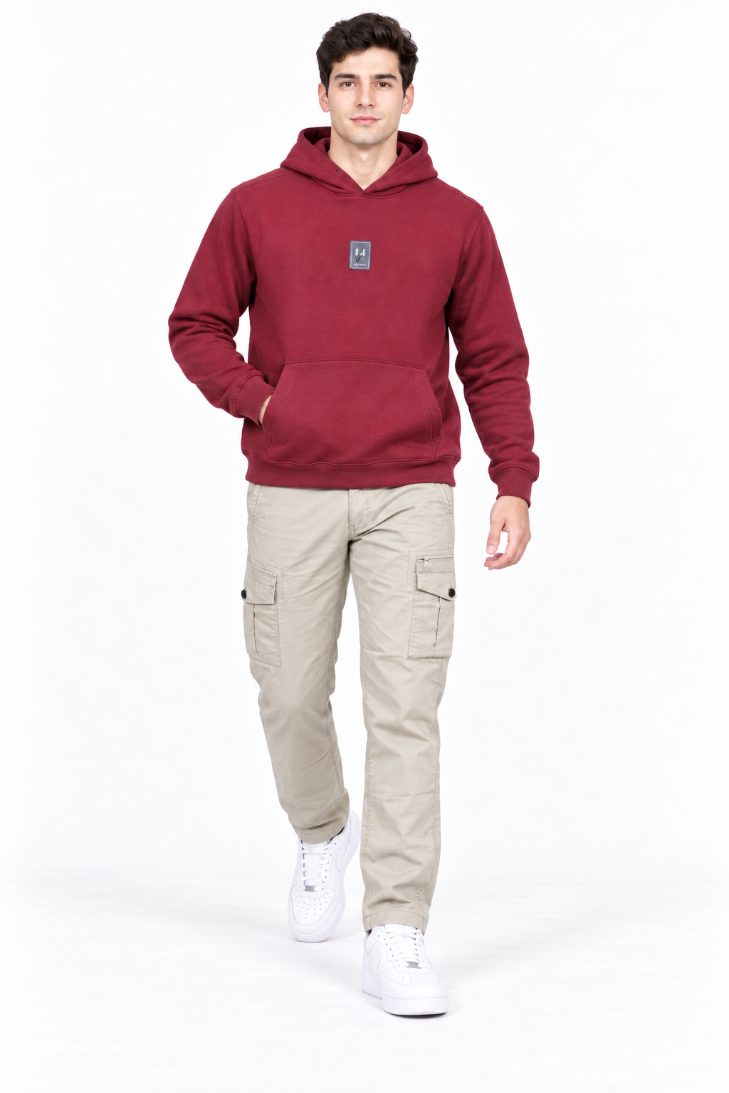 Men’s Merlot Cotton Brushed Fleece Hooded Sweatshirt – Regular Fit