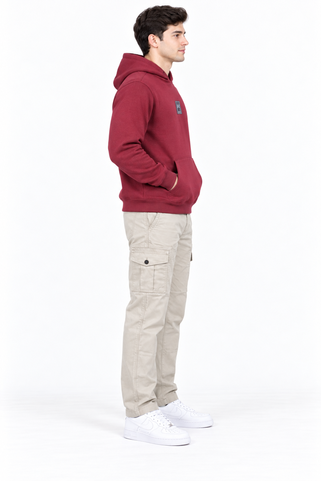 Men’s Merlot Cotton Brushed Fleece Hooded Sweatshirt – Regular Fit