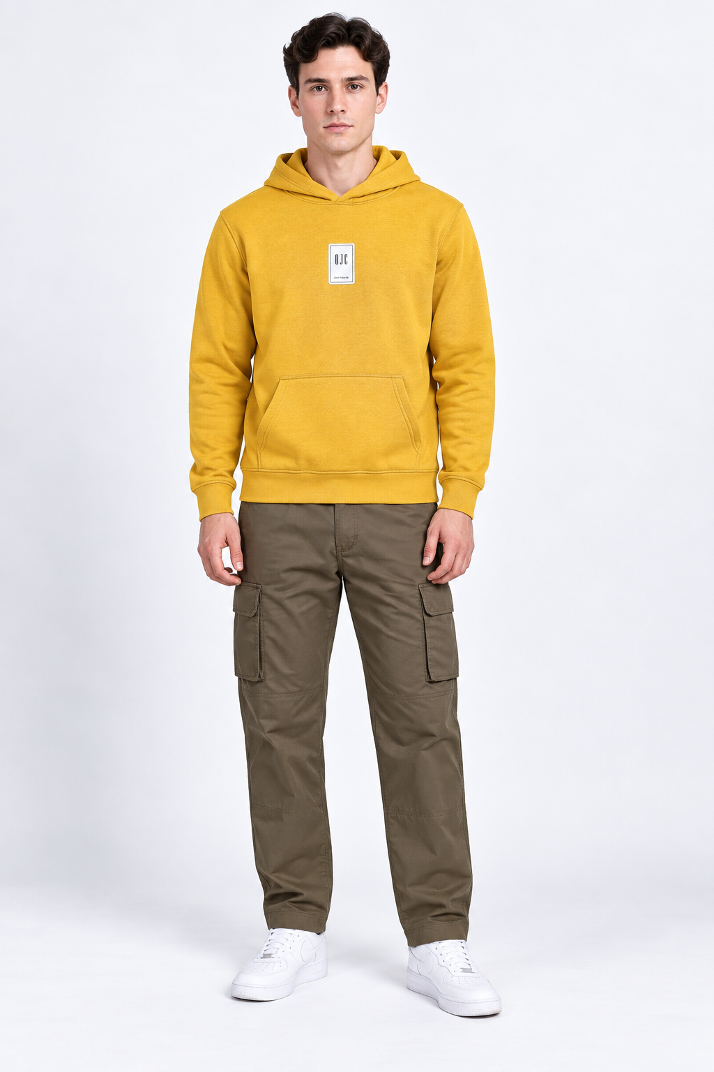 Men’s Mustard Cotton Brushed Fleece Hooded Sweatshirt – Regular Fit