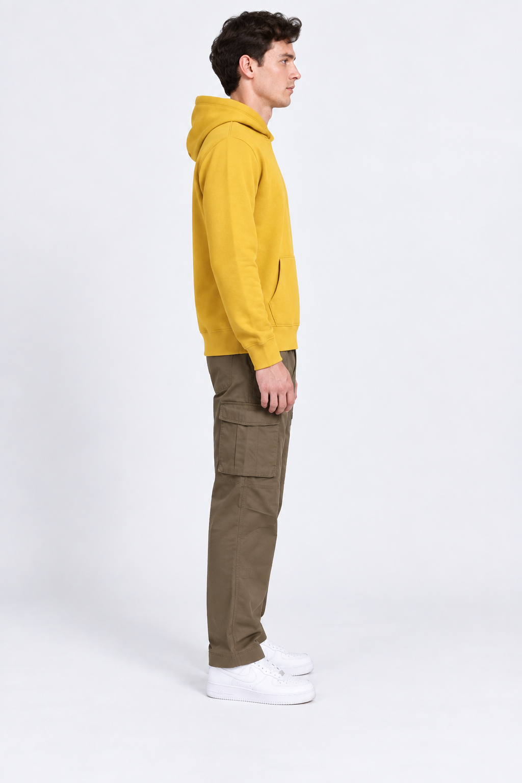 Men’s Mustard Cotton Brushed Fleece Hooded Sweatshirt – Regular Fit