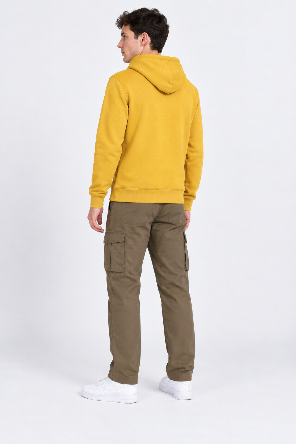 Men’s Mustard Cotton Brushed Fleece Hooded Sweatshirt – Regular Fit