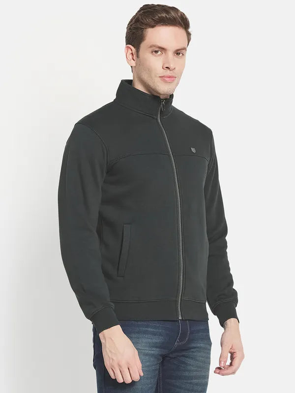 Plus Size Men Green Solid Sweatshirt