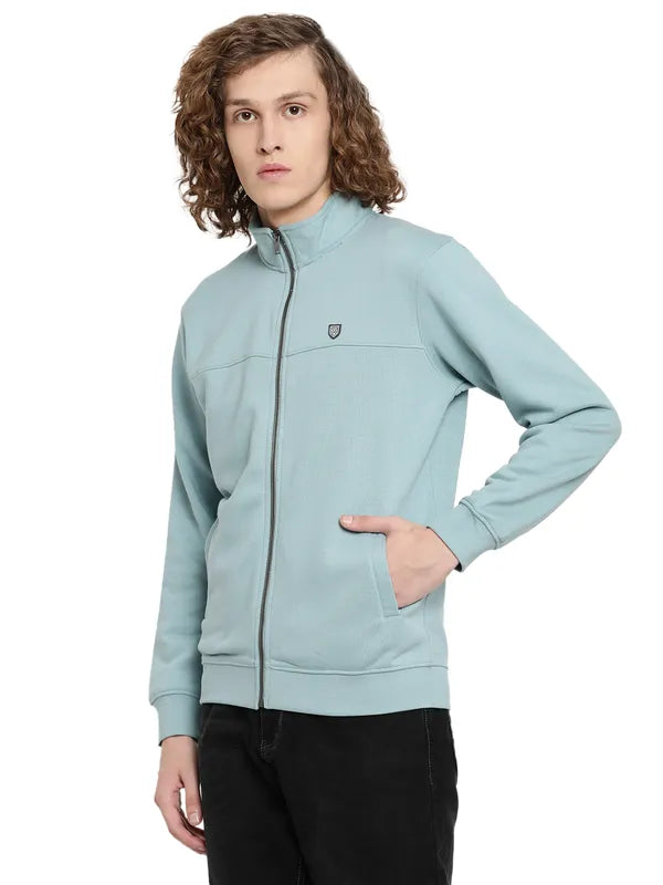 Octave Men Blue Mock Collar Sweatshirt