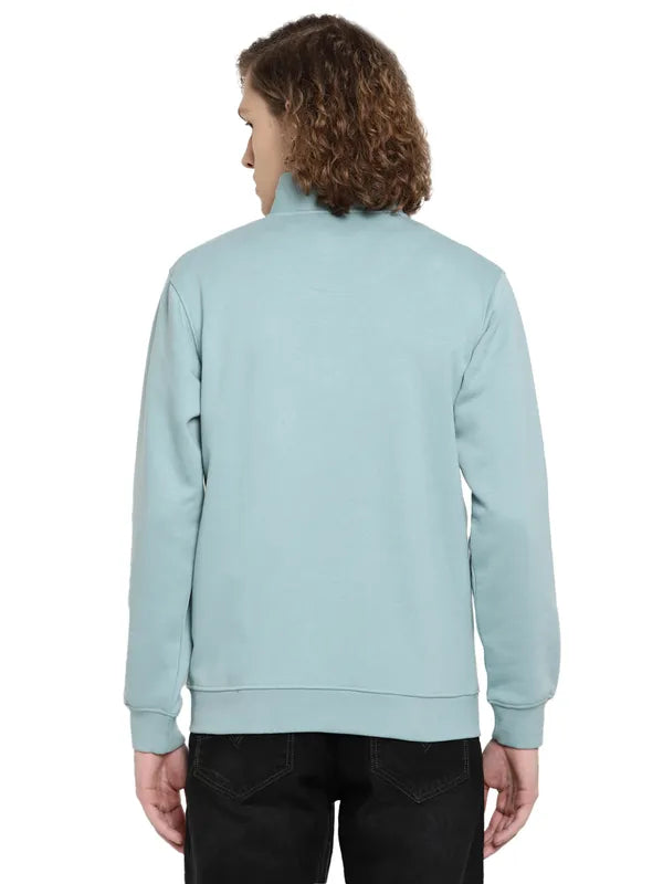 Octave Men Blue Mock Collar Sweatshirt