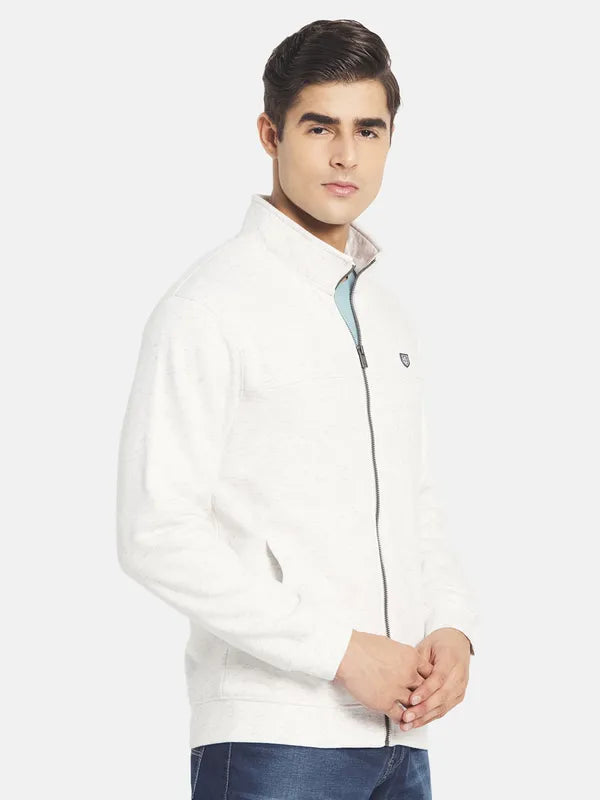 Octave Men White Solid Sweatshirt