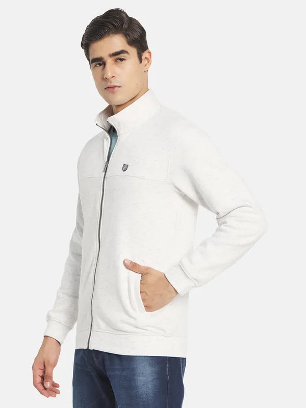 Octave Men White Solid Sweatshirt