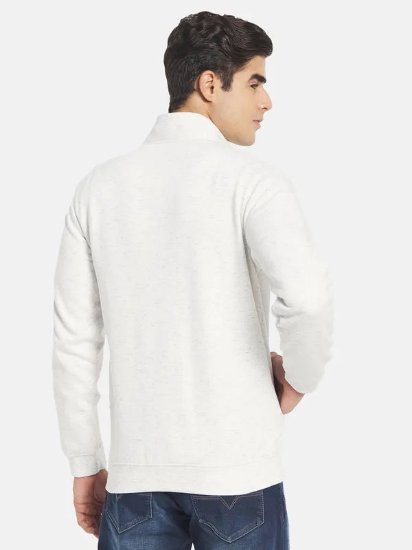 Octave Men White Solid Sweatshirt