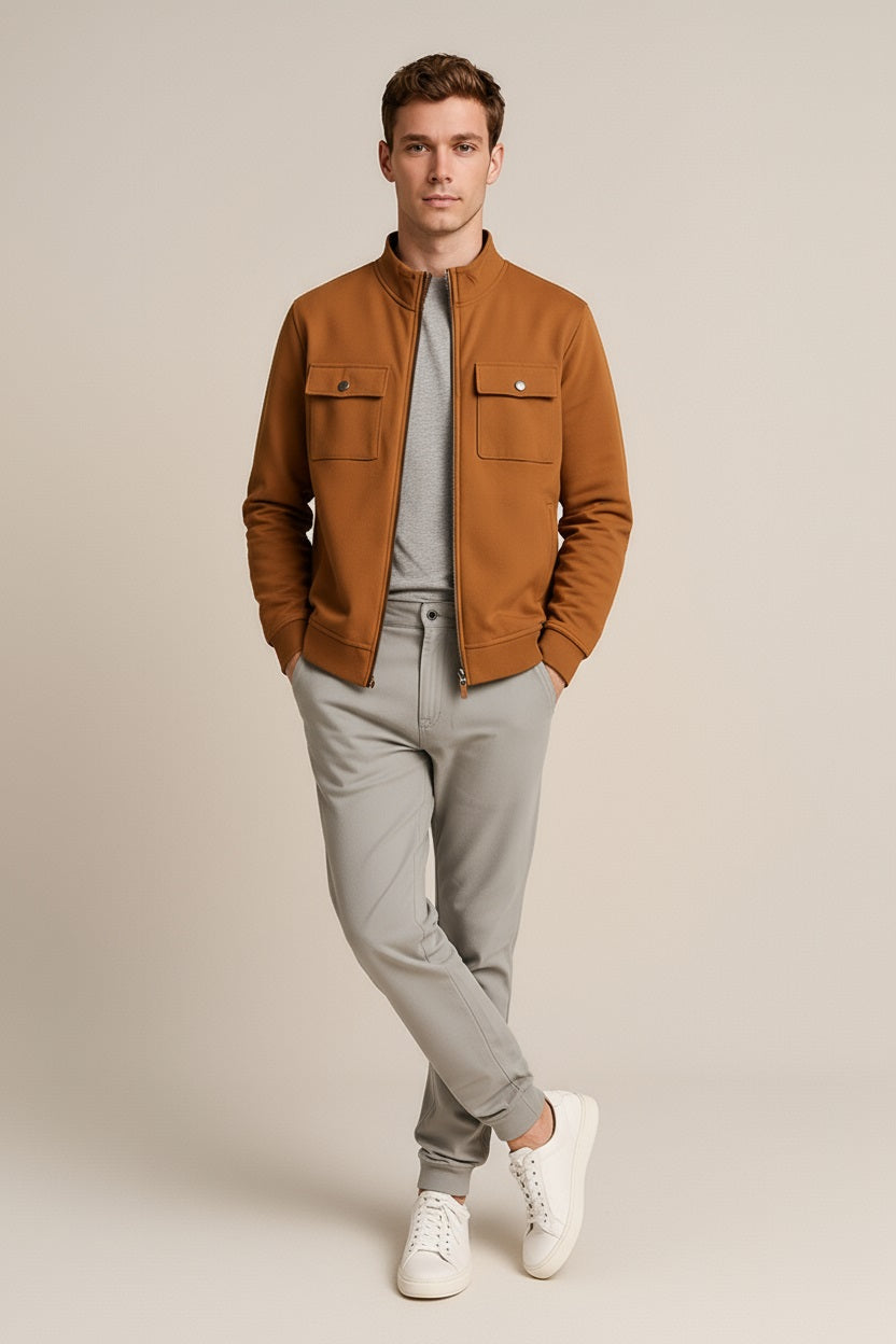 Octave Men Solid High Neck Sweatshirt