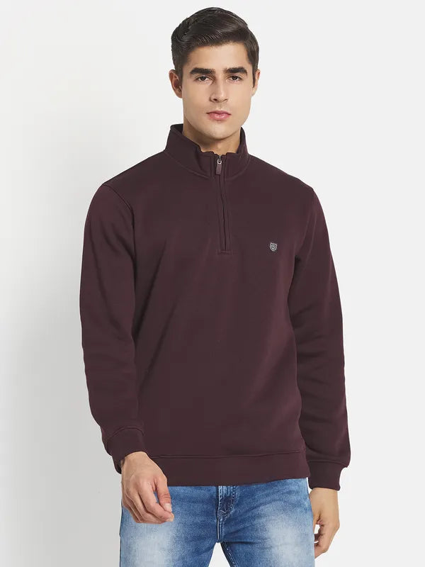 Men Maroon Solid Sweatshirt