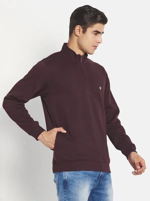 Men Maroon Solid Sweatshirt